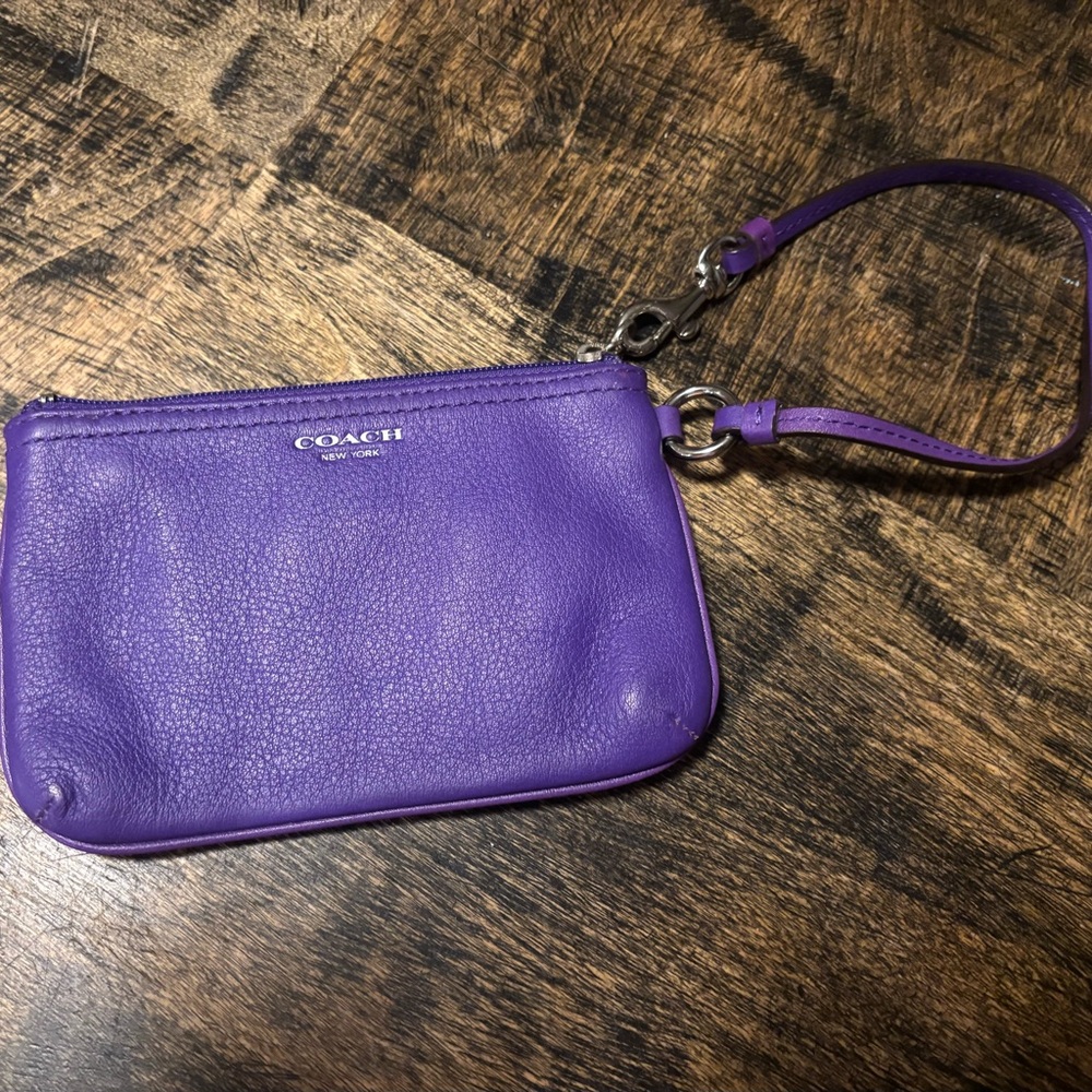 Coach Vibrant Purple Leather Wristlet